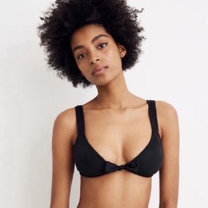 Madewell Tie Bikini Top Black Second Wave Small
